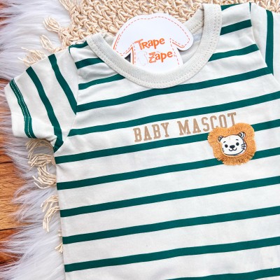 Conj. Camiseta Baby Mascot e Bermuda - Verde e Areia